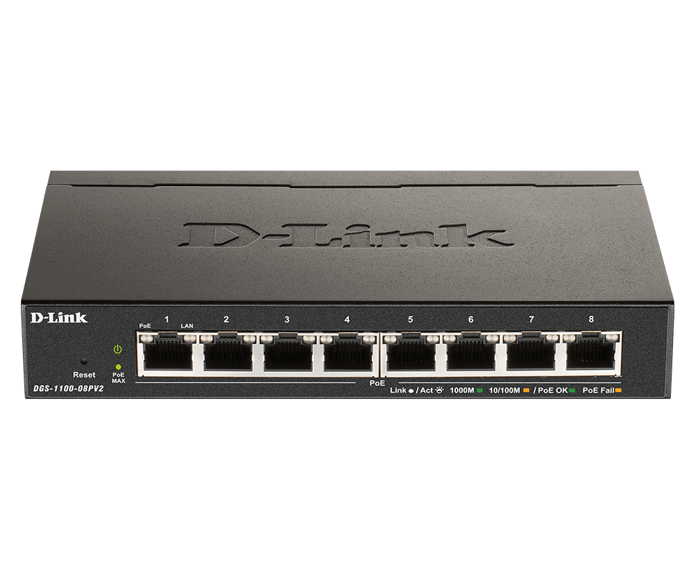 8-Port Gigabit PoE Smart Managed Switch (DGS-1100-08PV2)