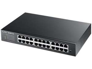 24 port GbE, Unmanaged Switch Metal Case, Rack-mount kit for installing 19" rack