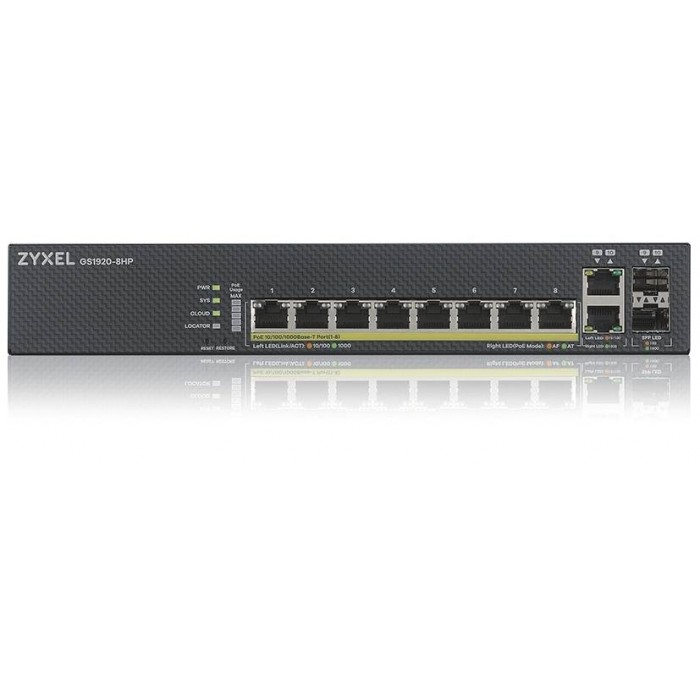 Zyxel GS1920-8HPv2 Smart L2-Managed Gigabit Switch 8 Port, 2 Port Combo SFP/RJ45