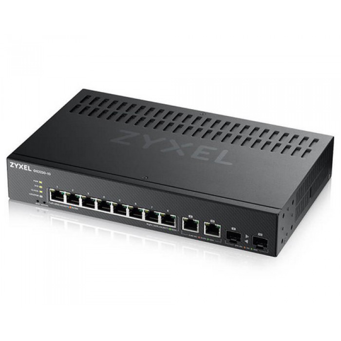 8 port GbE L2 Switch with 2 combo (SFP/RJ-45) GbE Uplink (Desktop size with rackmount kit)