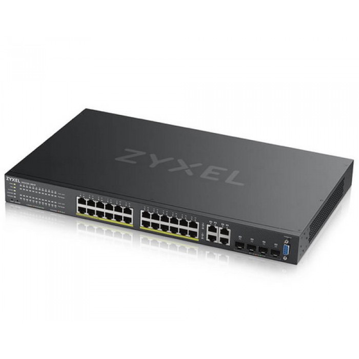 Zyxel 24-port GbE L2 PoE+ Switch with 4 combo (SFP/RJ-45) GbE Uplink 375 Watt