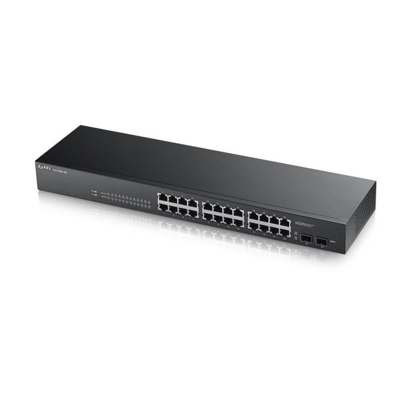 24-port GbE L2 Smart Switch + 2 SFP slots, rackmount, fanless