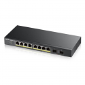 8-port GbE L2 PoE Smart Switch + 2 SFP slots, 802.3at, desktop, fanless, 77 Watt